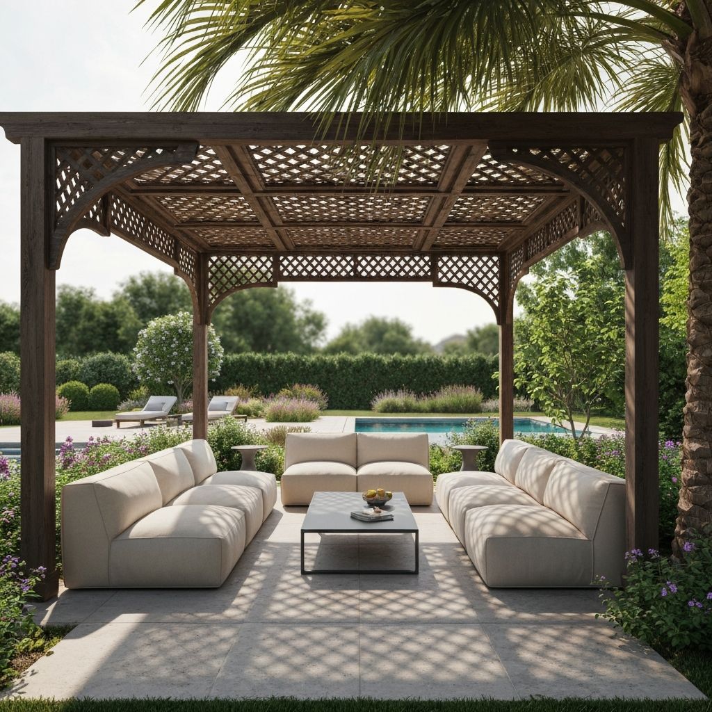 Coin détente avec pergola et aménagement paysager