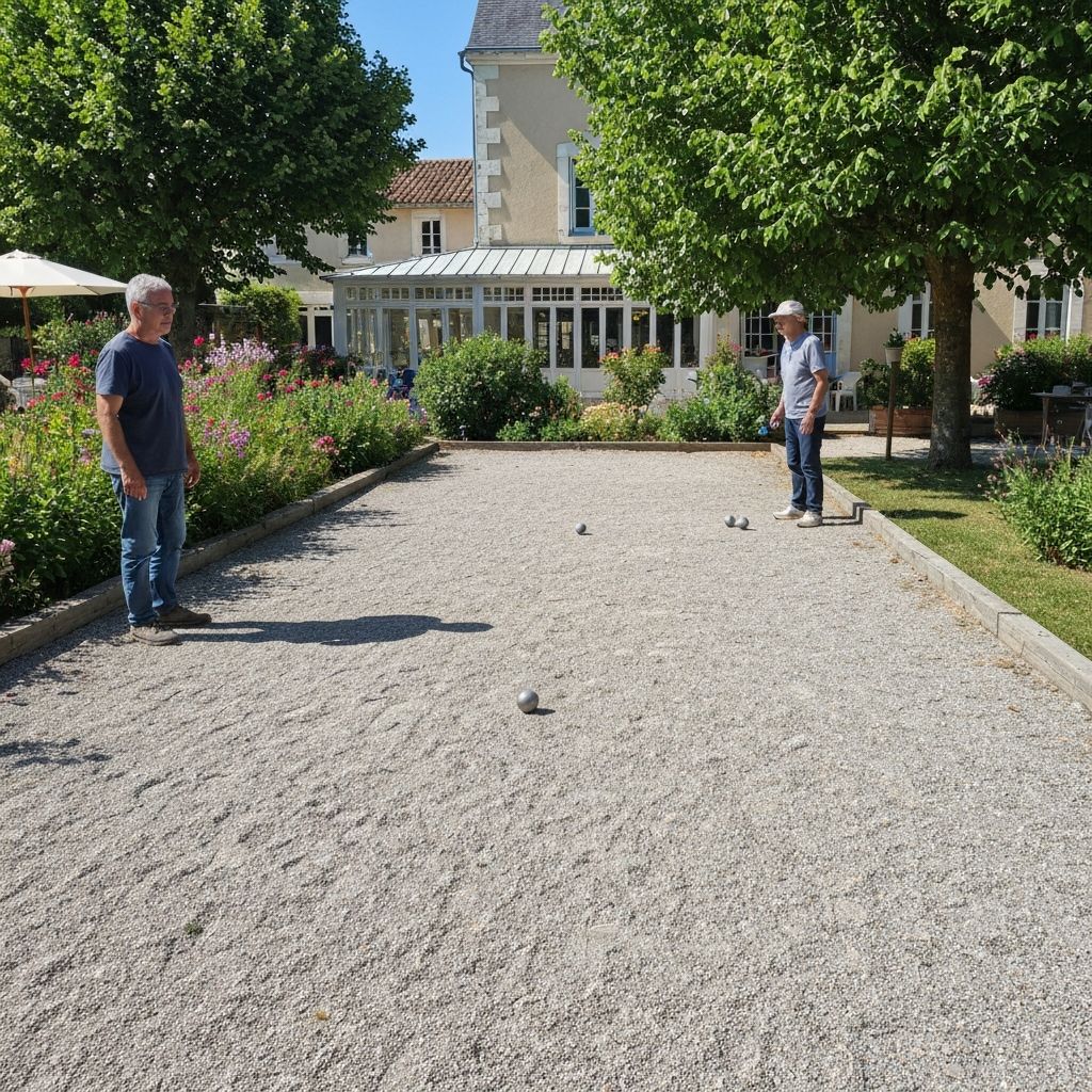 Terrain de pétanque dans un jardin